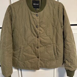 Madewell Khaki Quilted Bomber Jacket